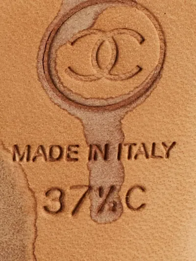 Pre-owned Chanel Cc Cap-toe Embellished Heeled Mules In Black