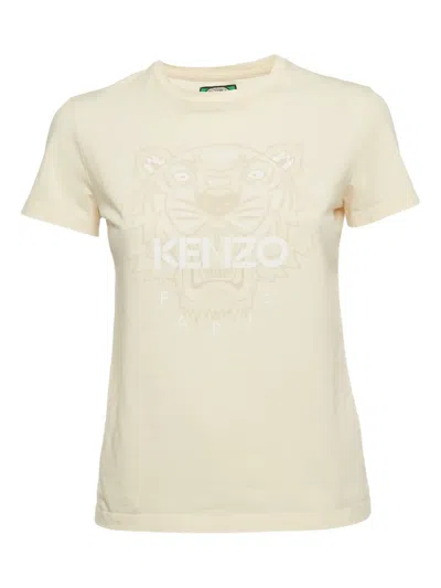 Pre-owned Kenzo Tiger-motif Cotton T-shirt In Neutral