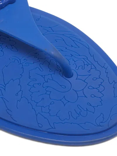 Pre-owned Versace Medusa Rubber Slides In Blue