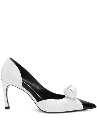 Rotate Birger Christensen Knot-appliqué Leather Pumps In White