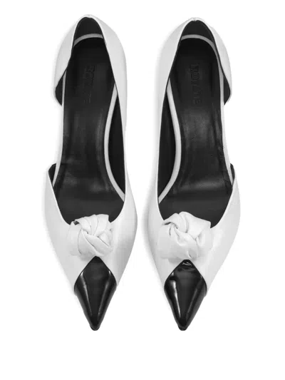 Rotate Birger Christensen Knot-appliqué Leather Pumps In White