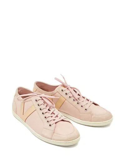 Pre-owned Louis Vuitton Suede Canvas Sneakers In Pink