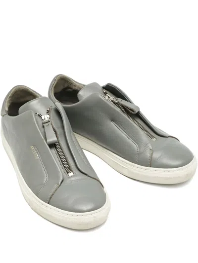 Pre-owned Axel Arigato Clean 90 Zip-fastening Leather Sneakers In Gray