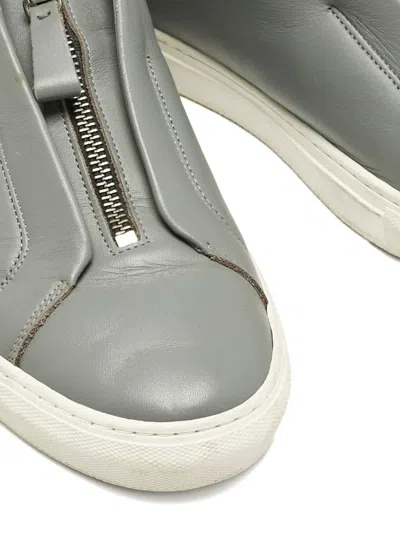 Pre-owned Axel Arigato Clean 90 Zip-fastening Leather Sneakers In Gray