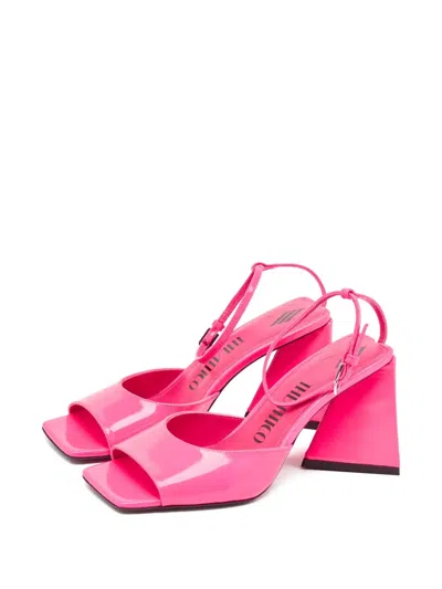 Pre-owned Attico Square-toe Block-heel Sandals In Pink