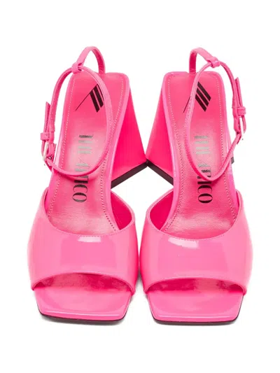 Pre-owned Attico Square-toe Block-heel Sandals In Pink