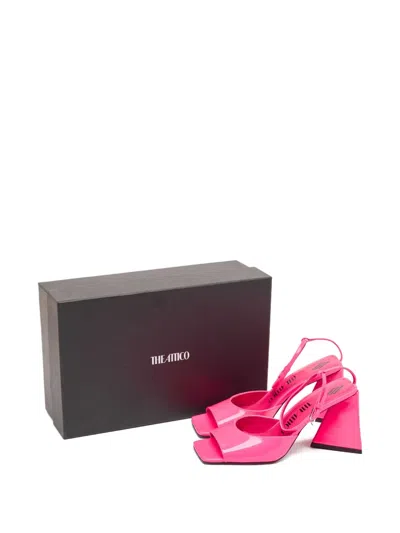 Pre-owned Attico Square-toe Block-heel Sandals In Pink