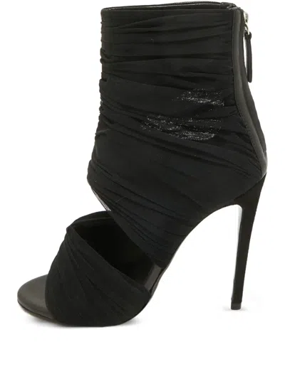 Pre-owned Giuseppe Zanotti Vintage  Draped Peep-toe Heeled Boots In Black
