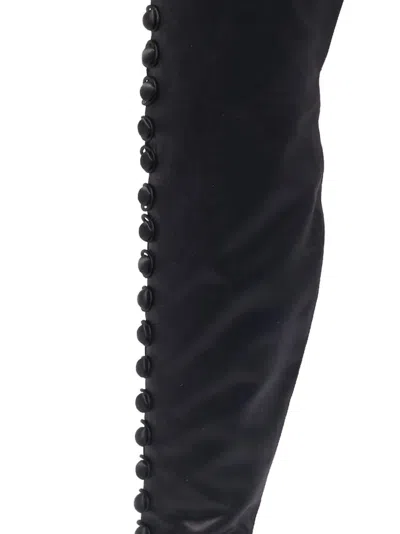 Pre-owned Gianvito Rossi 105mm Button-embellishment Open-toe Boots In Black