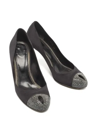 Pre-owned Sergio Rossi Vintage 80mm Satin Pumps In Black