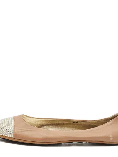 Pre-owned Jimmy Choo Crystal Cap-toe Ballet Flats In Neutral