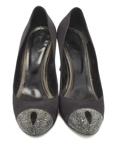 Pre-owned Sergio Rossi Vintage 80mm Satin Pumps In Black