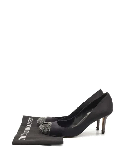 Pre-owned Sergio Rossi Vintage 80mm Satin Pumps In Black