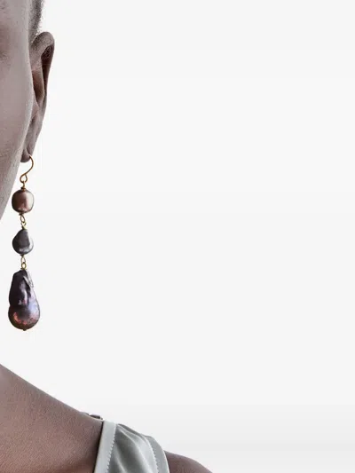 Jil Sander Dangle Earrings In Gold