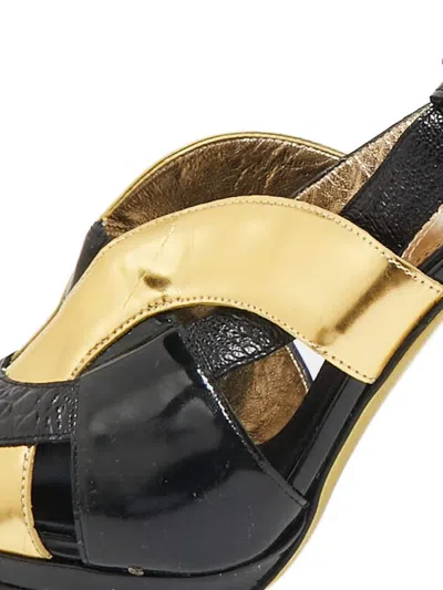 Pre-owned Roberto Cavalli Vintage  130mm Crocodile-embossed Leather Sandals In Black