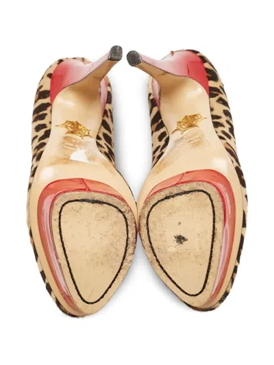 Pre-owned Charlotte Olympia  145mm Leopard-print Pumps In Brown