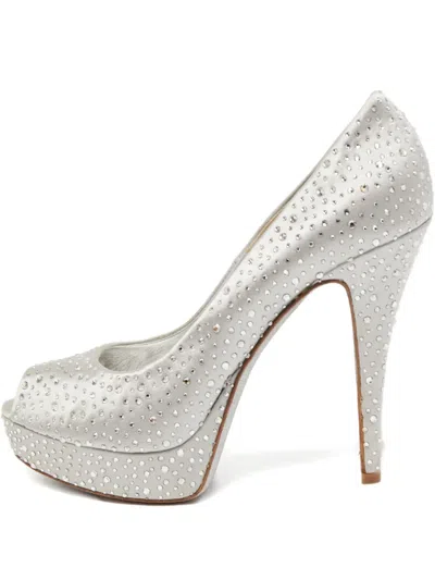 Pre-owned Loriblu 150mm Crystal-embellished Heeled Pumps In Silver