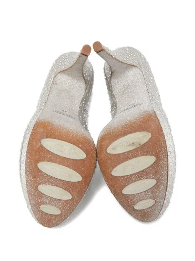 Pre-owned Loriblu 150mm Crystal-embellished Heeled Pumps In Silver