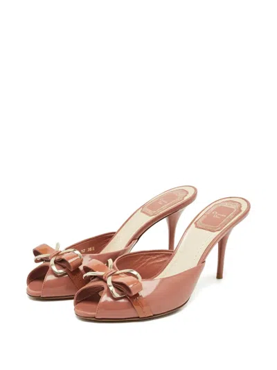Pre-owned Dior Bow-detail Leather Sandals In Pink