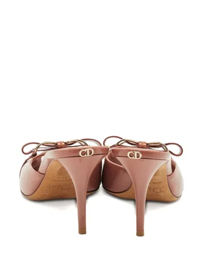 Pre-owned Dior Bow-detail Leather Sandals In Pink