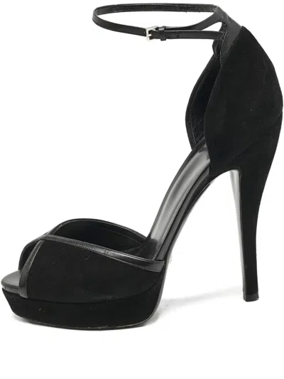 Pre-owned Gucci Suede Leather Sandals In Black