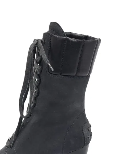 Pre-owned Tod's Vintage 90mm Leather Lace-up Boots In Black