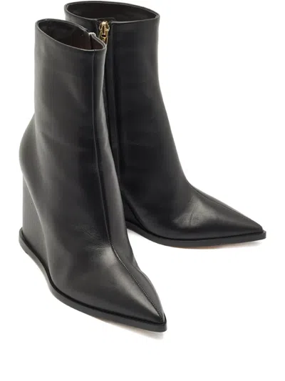 Pre-owned Gianvito Rossi Hamnes Leather Ankle Boots In Black