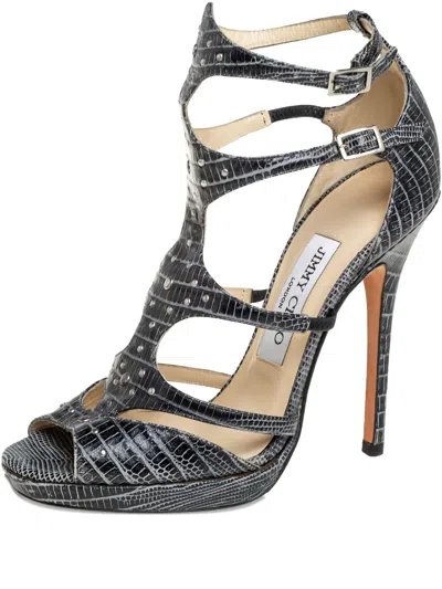 Pre-owned Jimmy Choo 120mm Studded Sandals In Gray