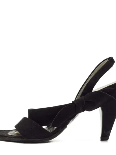 Pre-owned Miu Miu 95mm Bow-detail Sandals In Black