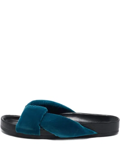 Pre-owned Chloé 2024 Velvet Knotted-strap Sandals In Blue
