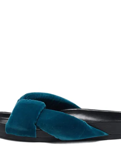 Pre-owned Chloé 2024 Velvet Knotted-strap Sandals In Blue