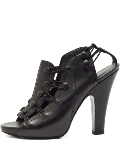 Pre-owned Bottega Veneta 2024 100mm Buttoned Leather Boots In Black