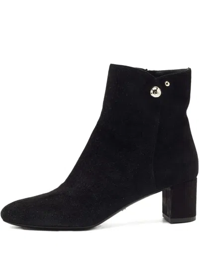 Pre-owned Dior 2024 60mm Suede Side-zipper Ankle Boots In Black