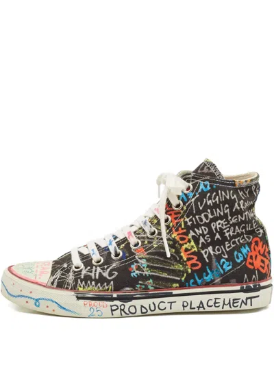Pre-owned Vetements Graffiti-print Sneakers In Black