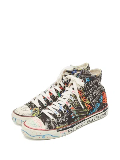 Pre-owned Vetements Graffiti-print Sneakers In Black