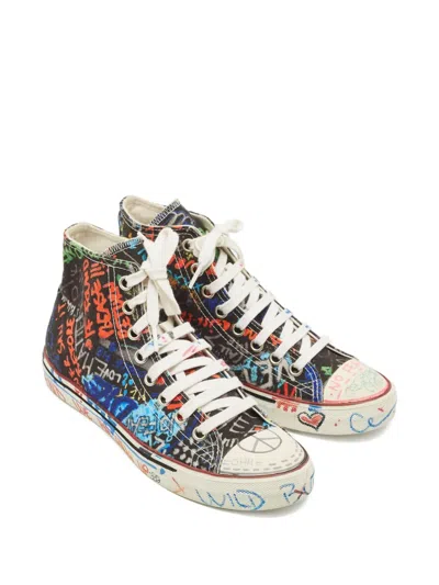 Pre-owned Vetements Graffiti-print Sneakers In Black