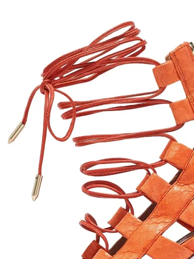 Pre-owned Aquazzura 115mm Amazon Sandals In Orange
