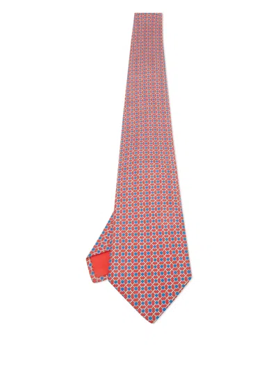 Pre-owned Hermes Printed Silk Tie In Red