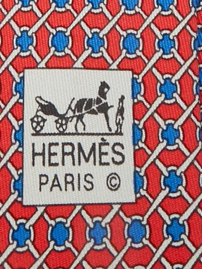 Pre-owned Hermes Printed Silk Tie In Red