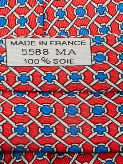 Pre-owned Hermes Printed Silk Tie In Red
