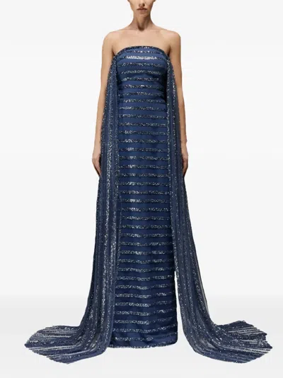 Tha Seen Crystal-embellishment Maxi Dress In Blue