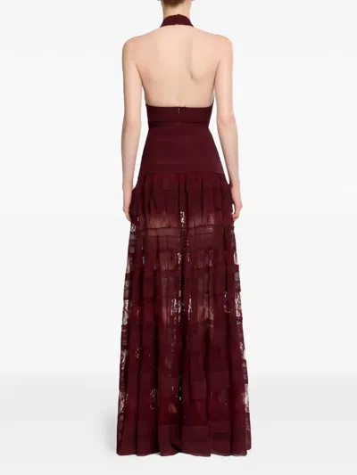 Elie Saab Lace Halterneck  Dress In Brown