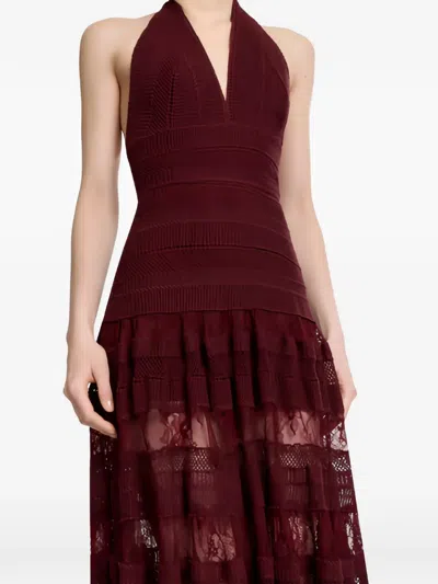 Elie Saab Lace Halterneck  Dress In Brown