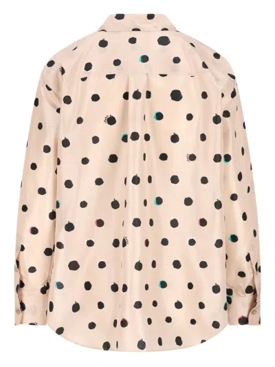 Fendi Silk Shirt Falena Dots Print Long Sleeves In Pink