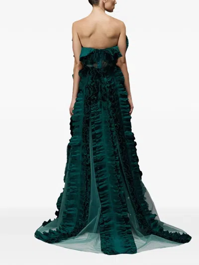 Tha Seen Ruffle-trim Maxi Dress In Green