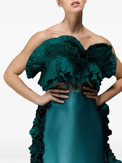 Tha Seen Ruffle-trim Maxi Dress In Green