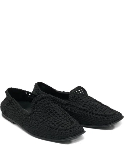 Pre-owned Dolce & Gabbana Woven Loafers In Black