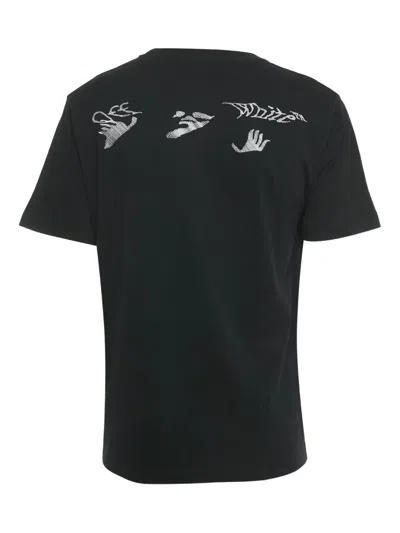 Pre-owned Off-white Embroidered Logo Crew-neck T-shirt In Black