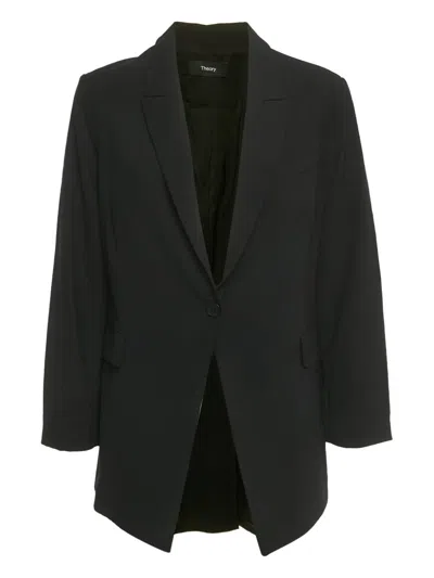 Pre-owned Theory Wool Single-breasted Blazer In Black