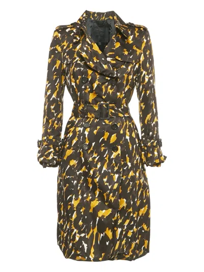 Pre-owned Burberry Prorsum Vintage Printed Belted Trench Coat In Brown